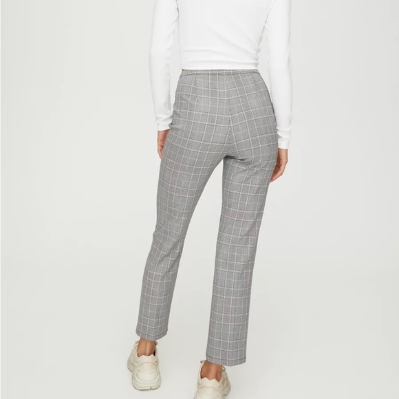 Aritzia Sunday Best Freshman Check Plaid Pant Cream/Tan/Navy size 6 - Picture 4 of 14